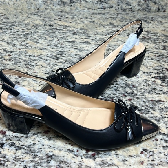 Adrienne Vittadini Chrome Toe Slingback Shoes - Picture 2 of 10